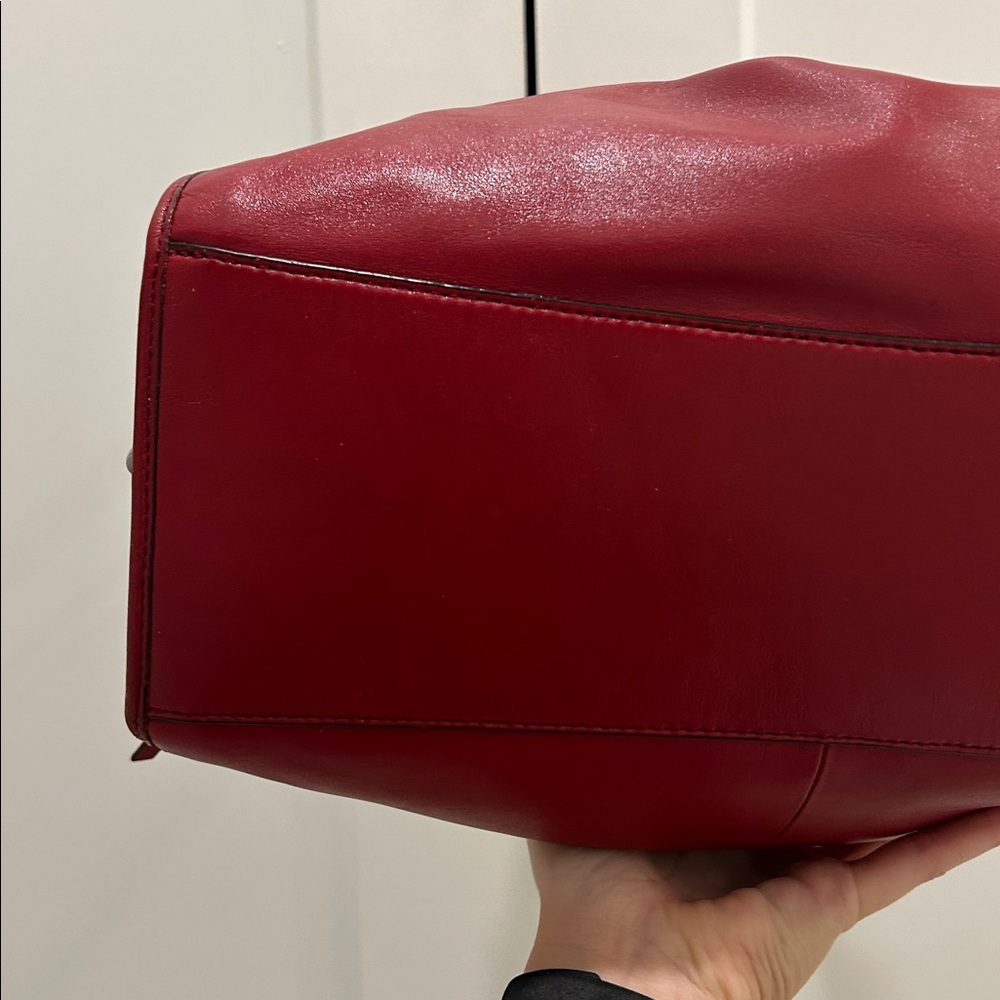 Coach Red Leather Shoulder Bag with Gold Hardware - Picture 14 of 16